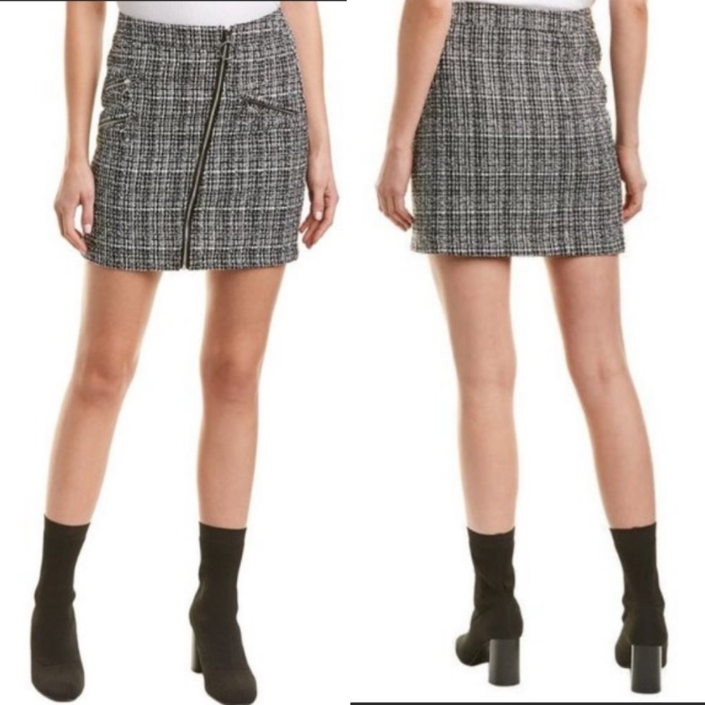 Romeo + Juliet Couture Mini Skirt Tweed Wool blend Asymmetric Zip Medium Lux